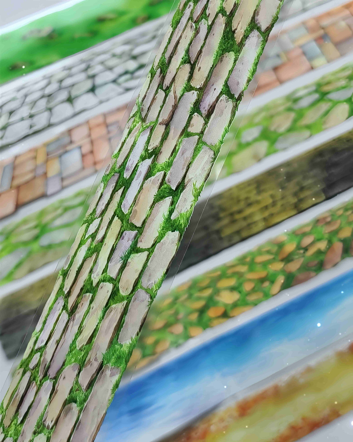 Ground Scenery PET Tape – stone and grass pavement design, one of nine styles in the Ground Scenery collection