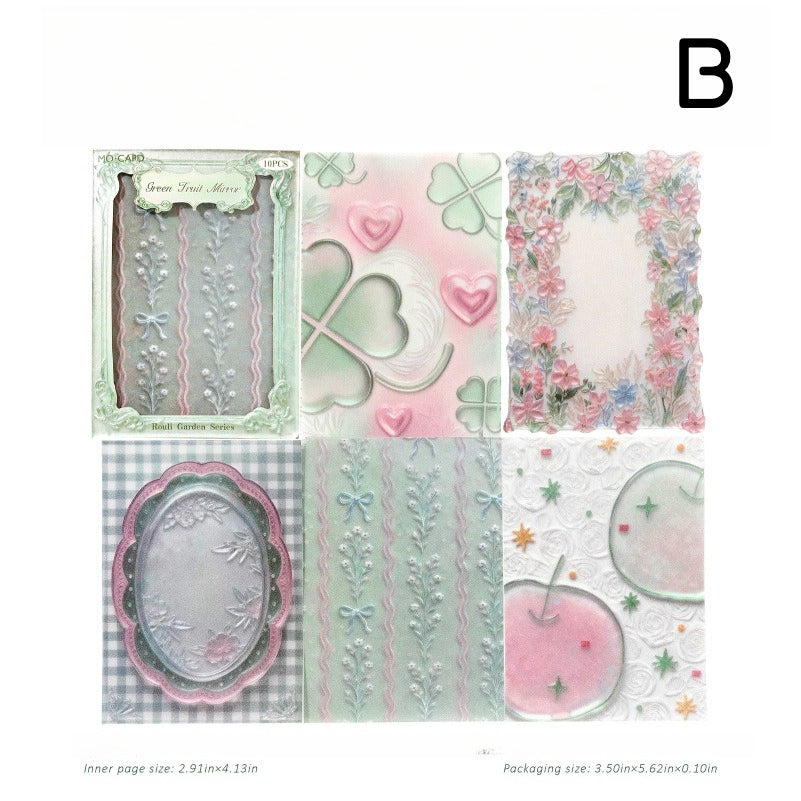Embossed vellum scrapbooking paper with translucent decorative sheets
