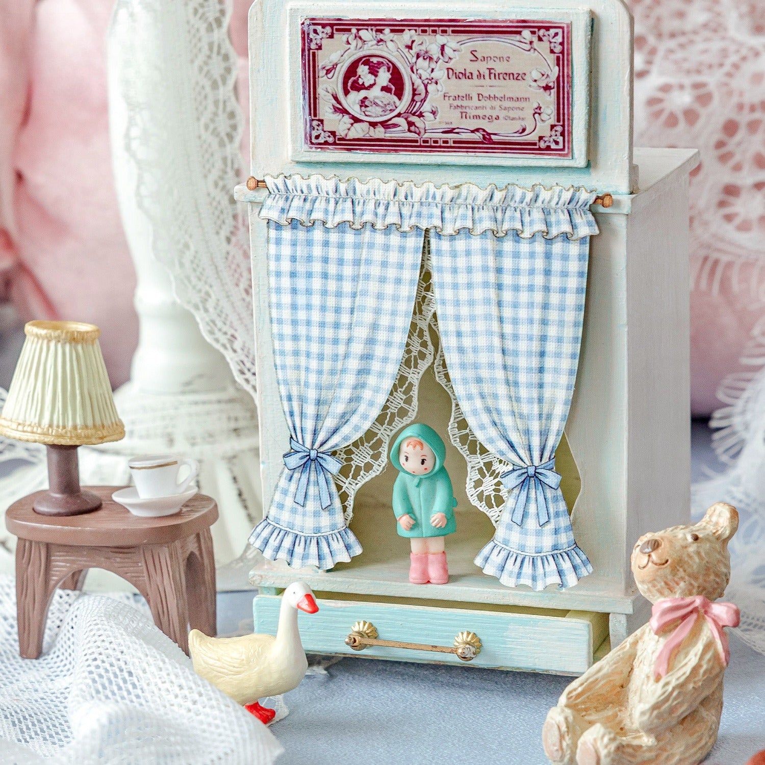 Vintage Curtain Cutout Stickers on White Kraft Paper