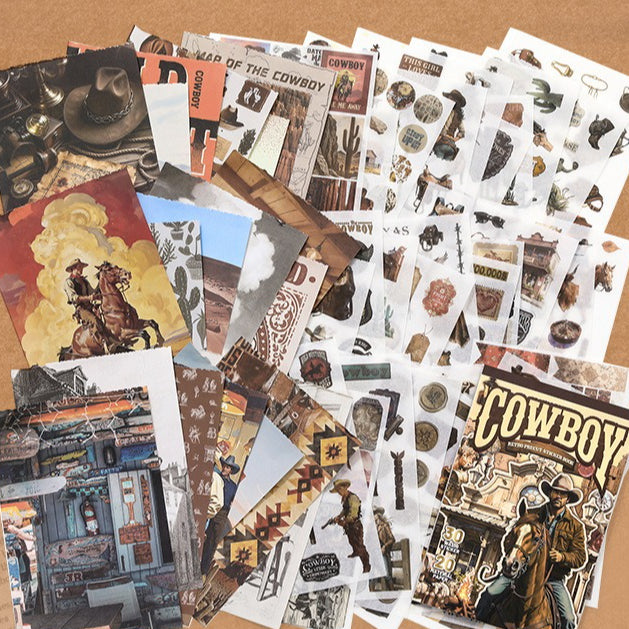 Slow Living vintage scrapbooking paper and sticker book with museum, cafe, weekly note, and cowboy collage themes - image 7
