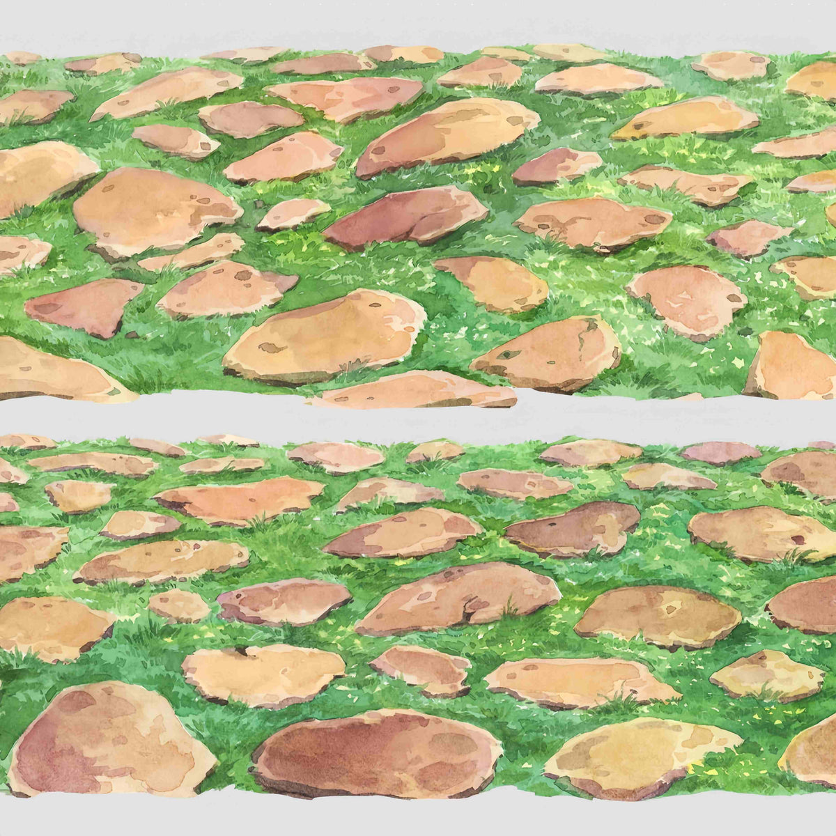 Ground Scenery PET Tape – stone and grass pavement design, one of nine styles in the Ground Scenery collection
