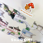 Classic Oriental Garden PET Tape Traditional Oriental Garden PET Tape | Ancient Architecture Washi Tape | Zen Courtyard Decorative Tape