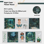 Enchanting Nightfall Series PET Tape showcasing moonlit gardens and glowing city streets in six dreamy, detailed styles.