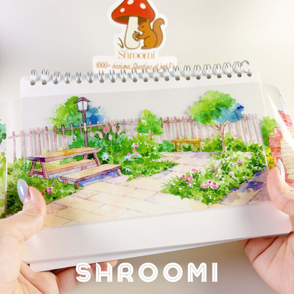 Sunny Path PET Tape Sunny Path PET Tape – Hand-Drawn Watercolor Street Scene for Journaling & Crafts