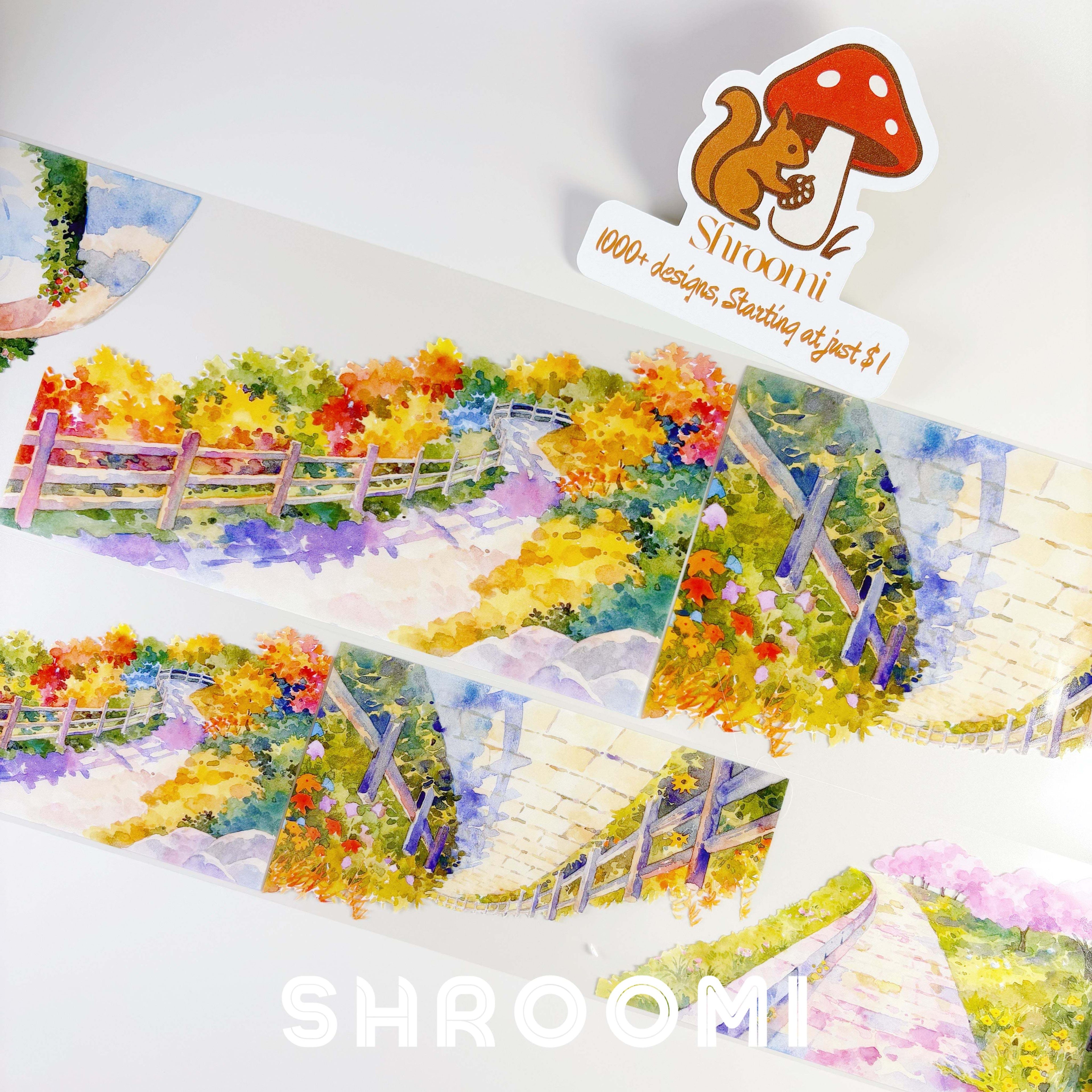 Garden Pathway PET Tape Garden Pathway PET Tape – Watercolor Floral Street Scenery