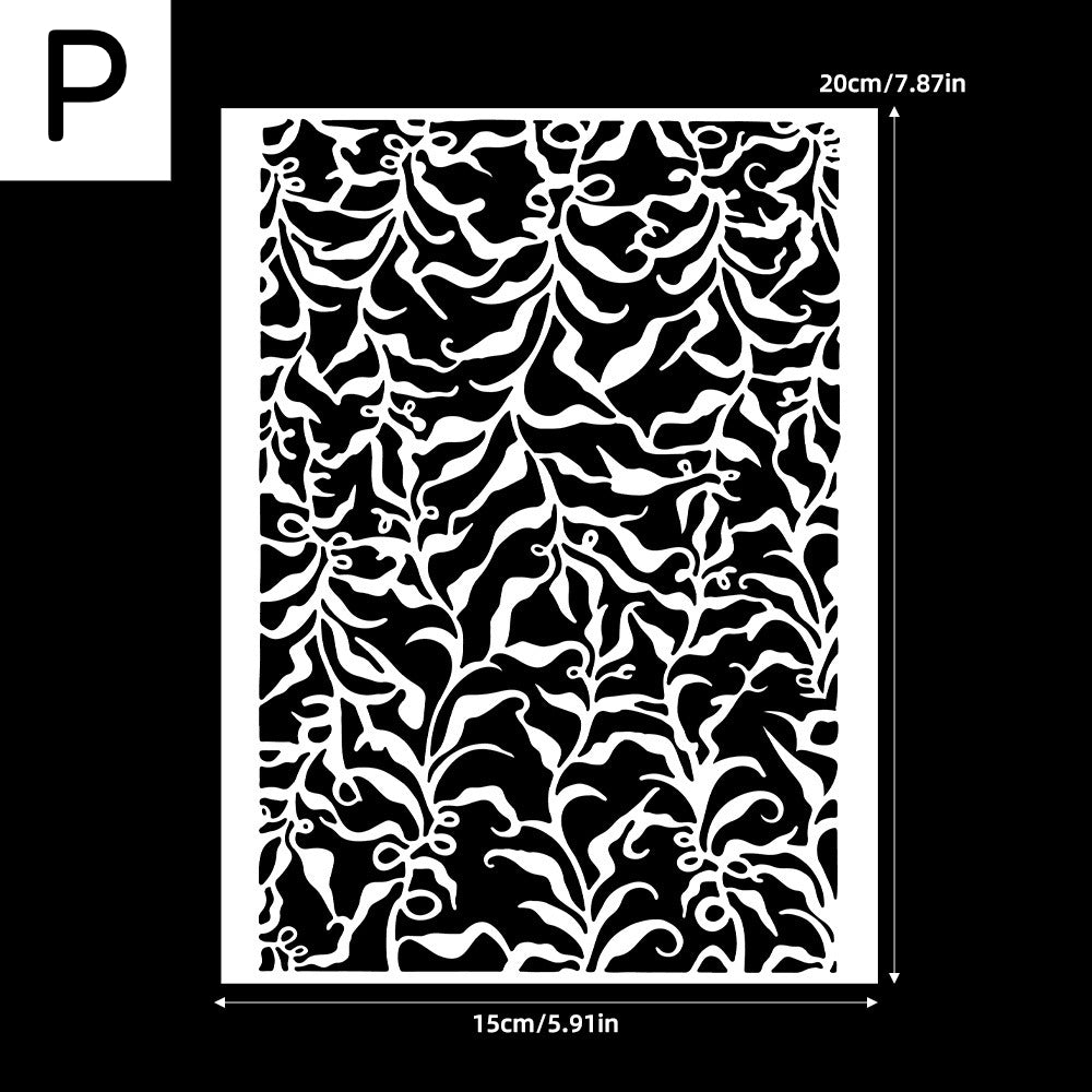 Monstera PET stencil template with leaf cutout pattern