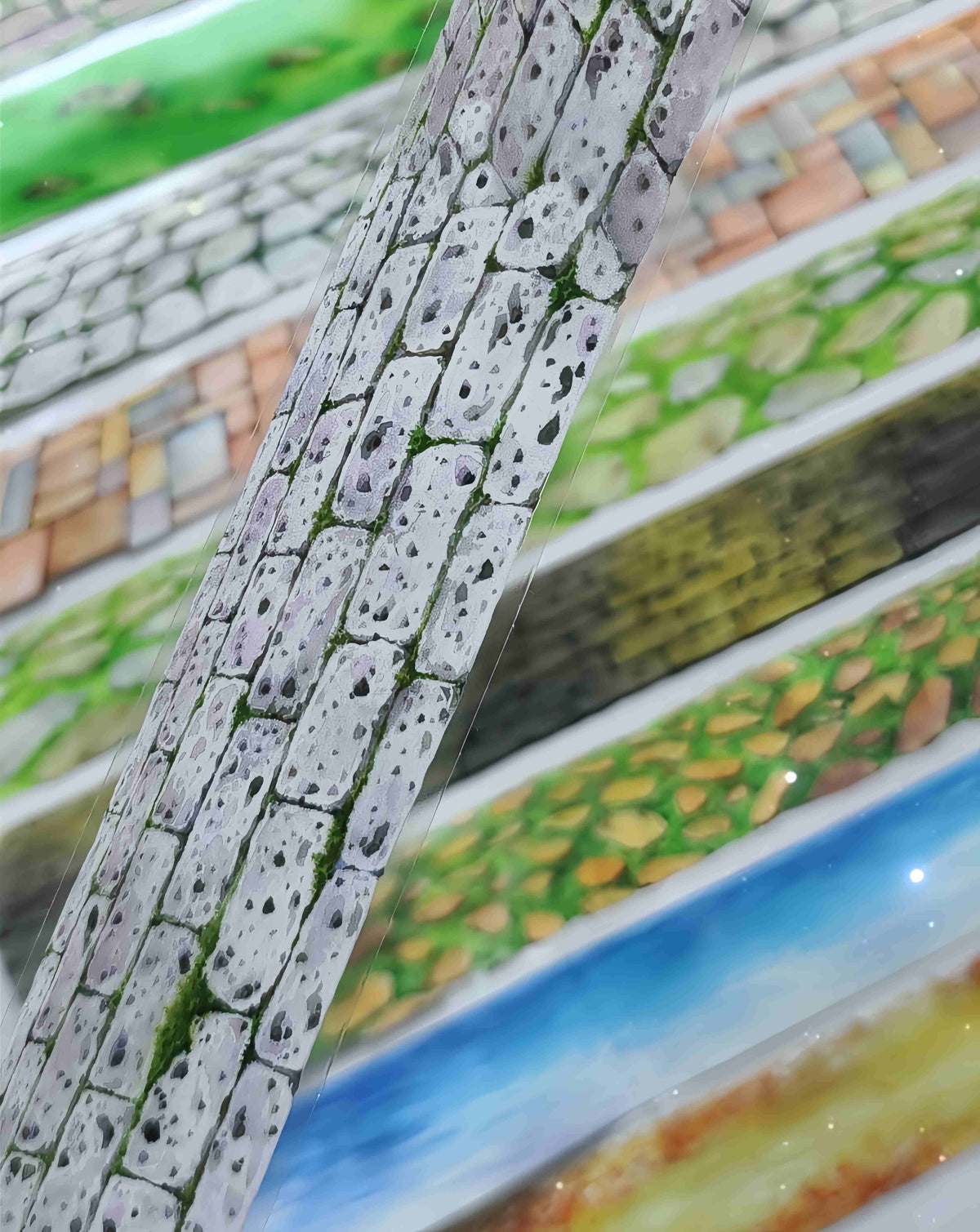 Ground Scenery PET Tape – stone and grass pavement design, one of nine styles in the Ground Scenery collection