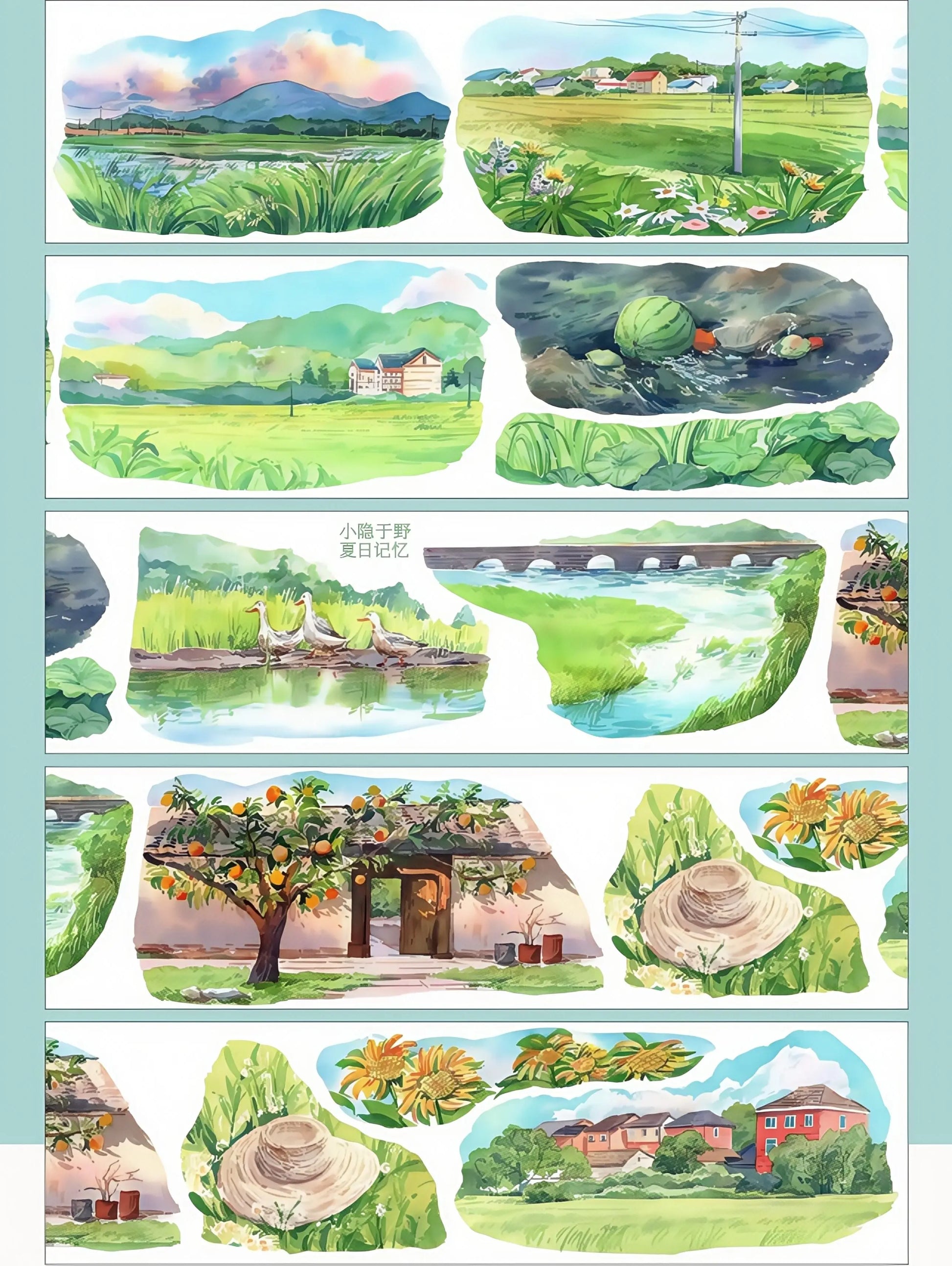 Summer Memories PET Tape Summer Memories Shell Gloss Tape | Nostalgic Countryside Scenery