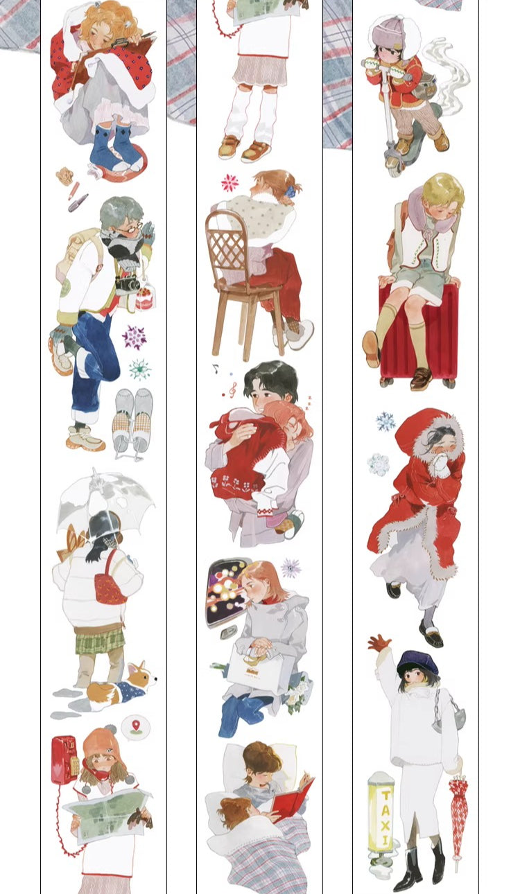 Embrace Moments hand-drawn PET tape featuring romantic couple scenes for scrapbooking