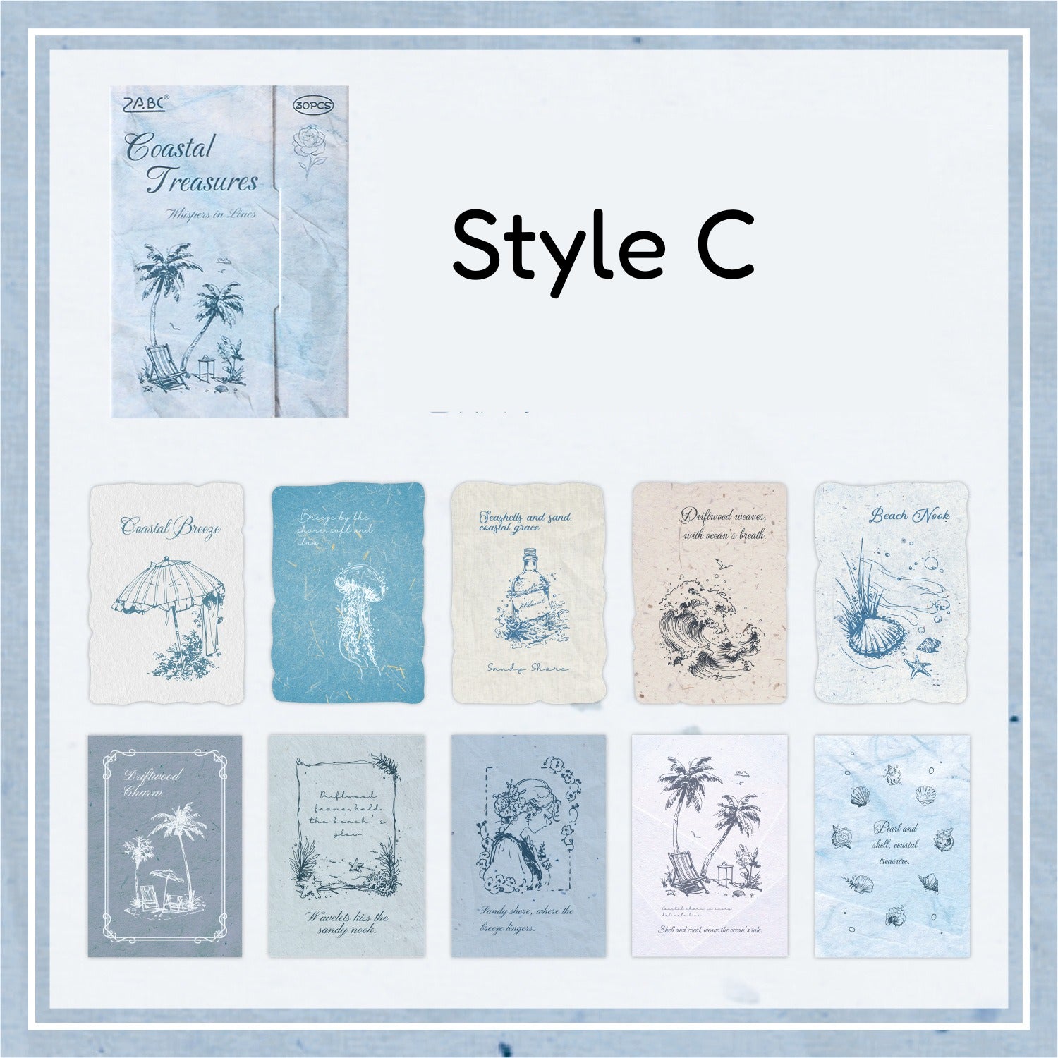 Dual-material sticker pack with soft text and line art pieces