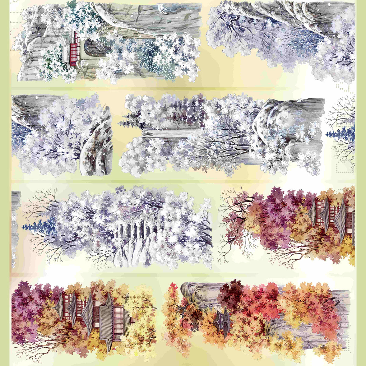 Design from the 10-piece Autumn Campus & Meadow Collection decorative tape, featuring an autumn nature motif