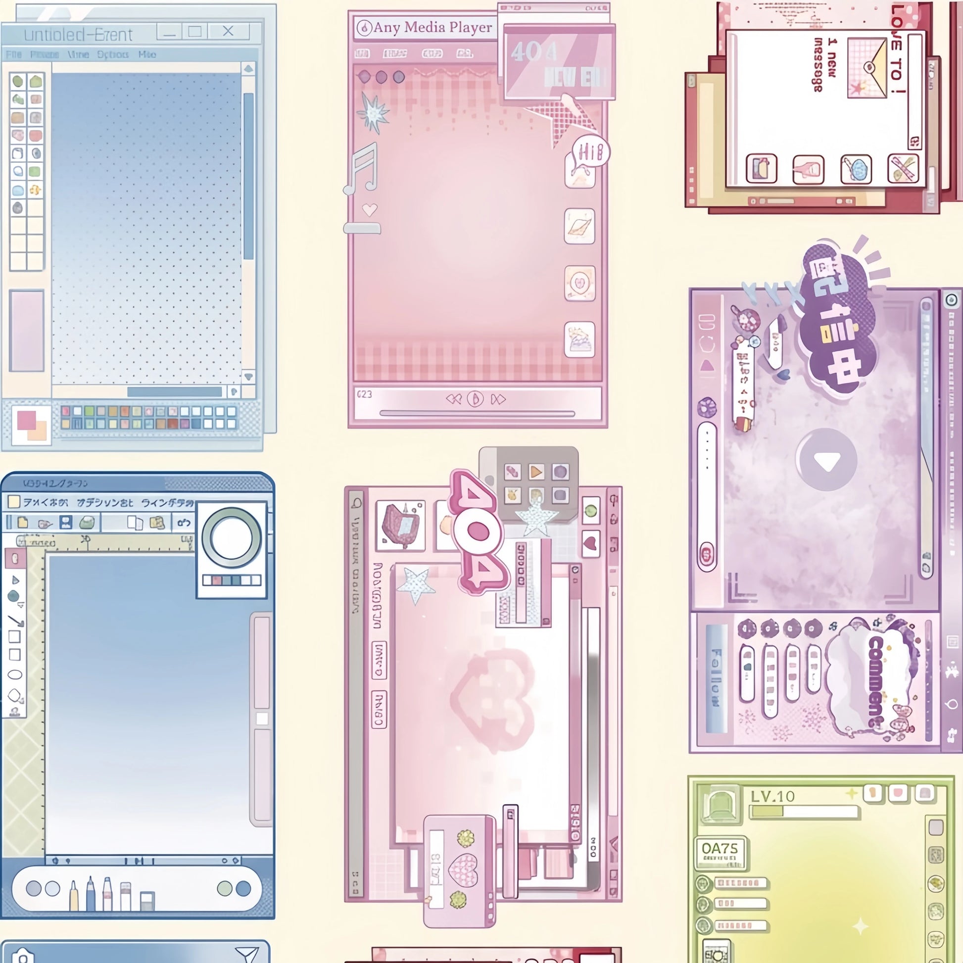 Virtual window decorative tape with modern frame designs
