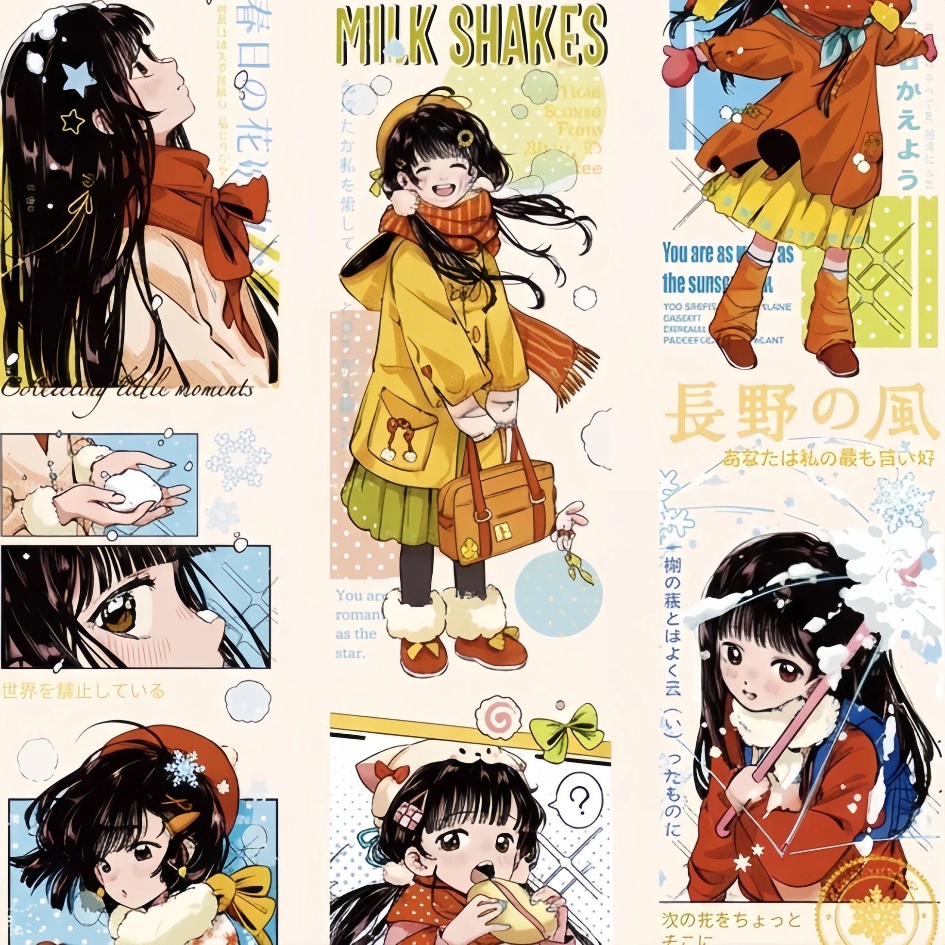 Anime witch character decorative tape with mystical character illustrations