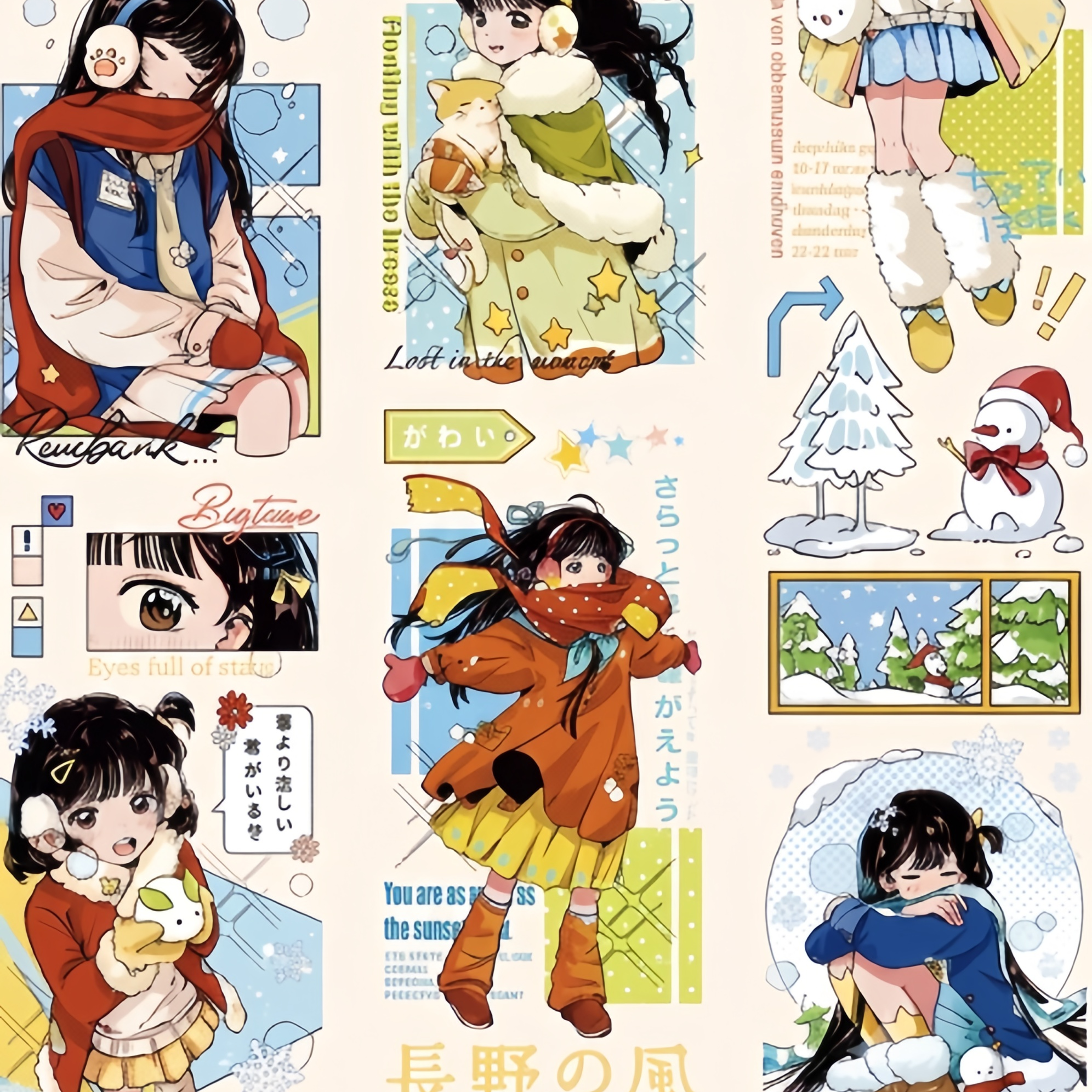 Anime witch character decorative tape with mystical character illustrations