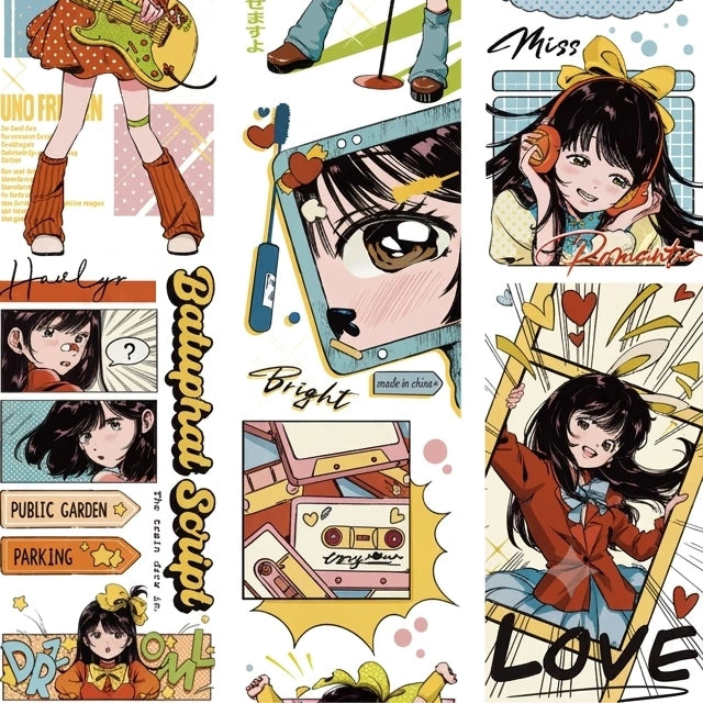Anime witch character decorative tape with mystical character illustrations