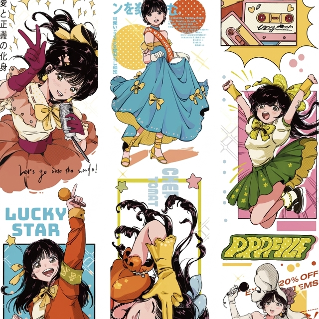 Anime witch character decorative tape with mystical character illustrations