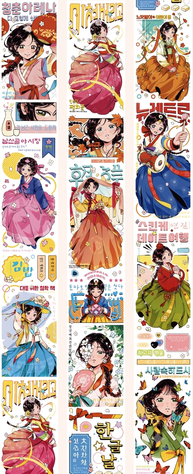 Anime witch character decorative tape with mystical character illustrations