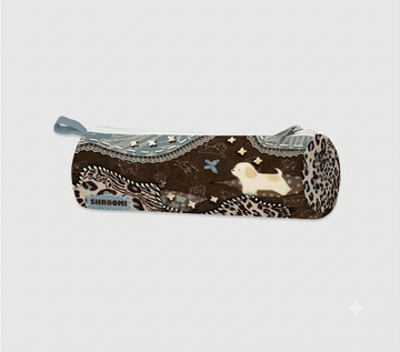 Mushroom patch fabric pencil case with zipper for journaling stationery