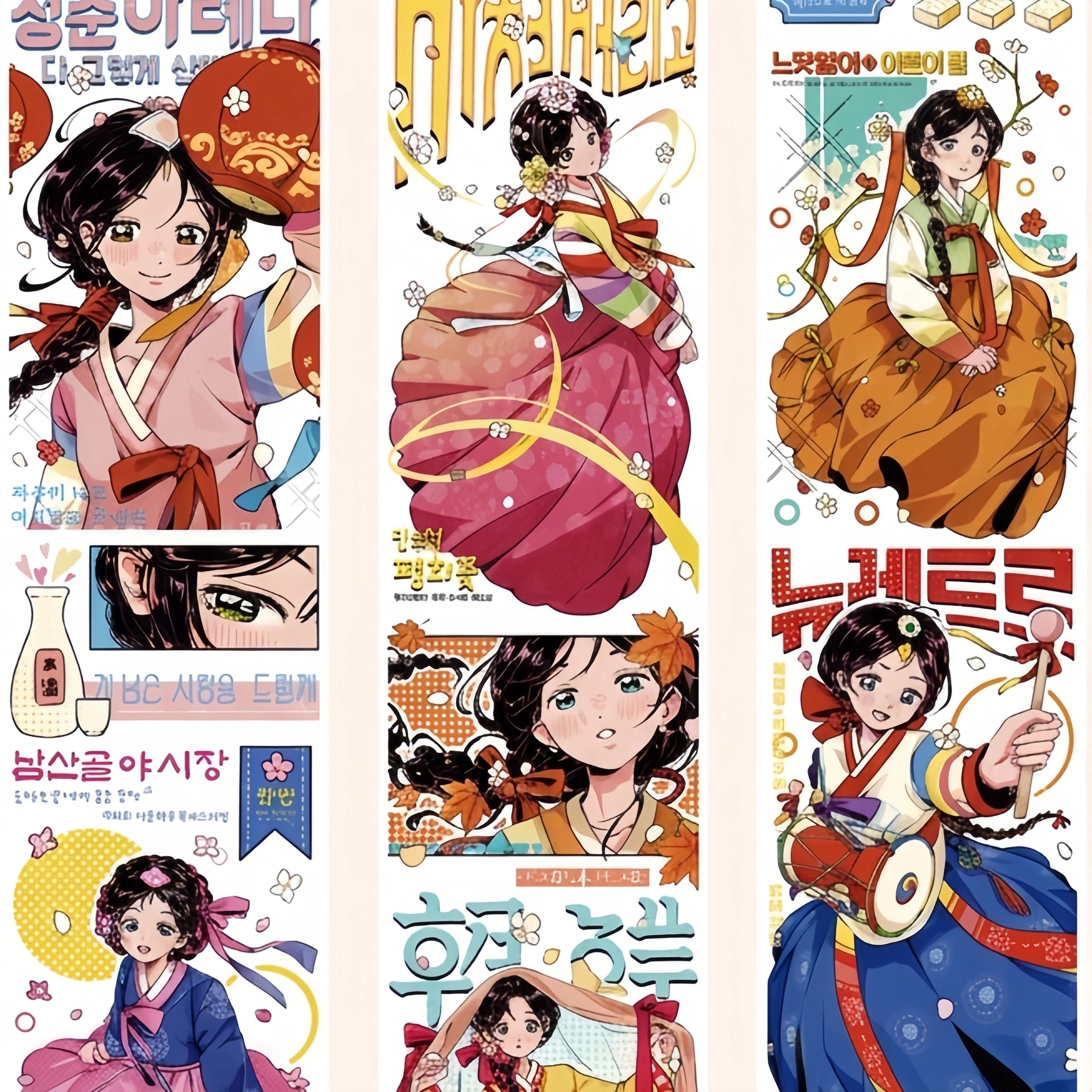 Anime witch character decorative tape with mystical character illustrations