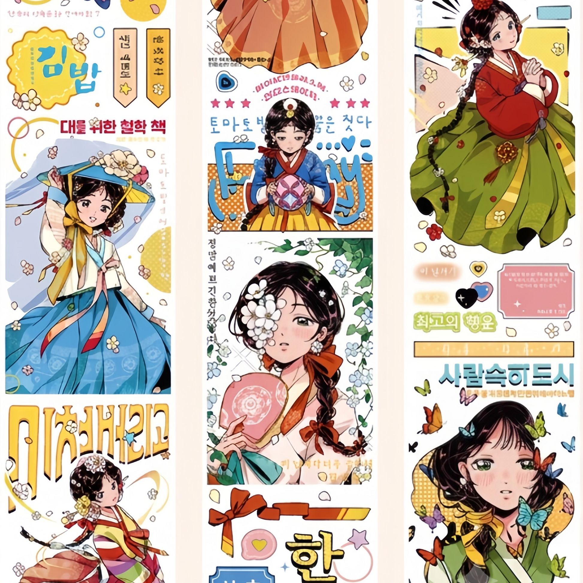 Anime witch character decorative tape with mystical character illustrations