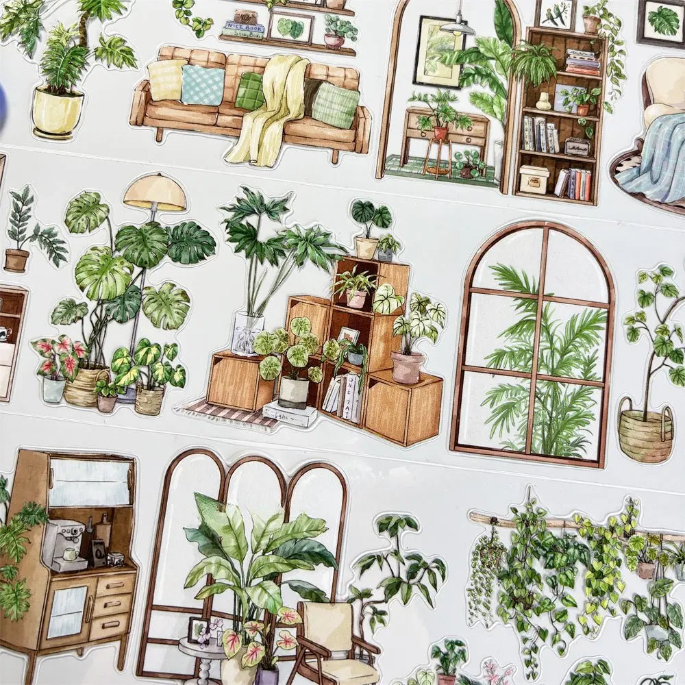 Indoor Greenery Scene PET Sticker - Shroomi
