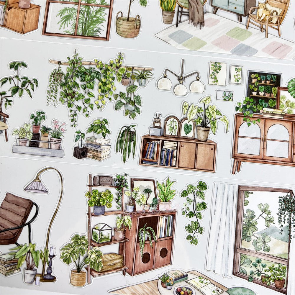 Indoor Greenery Scene PET Sticker - Shroomi