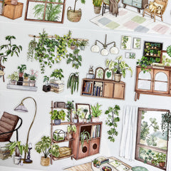 Indoor Greenery Scene PET Sticker - Shroomi