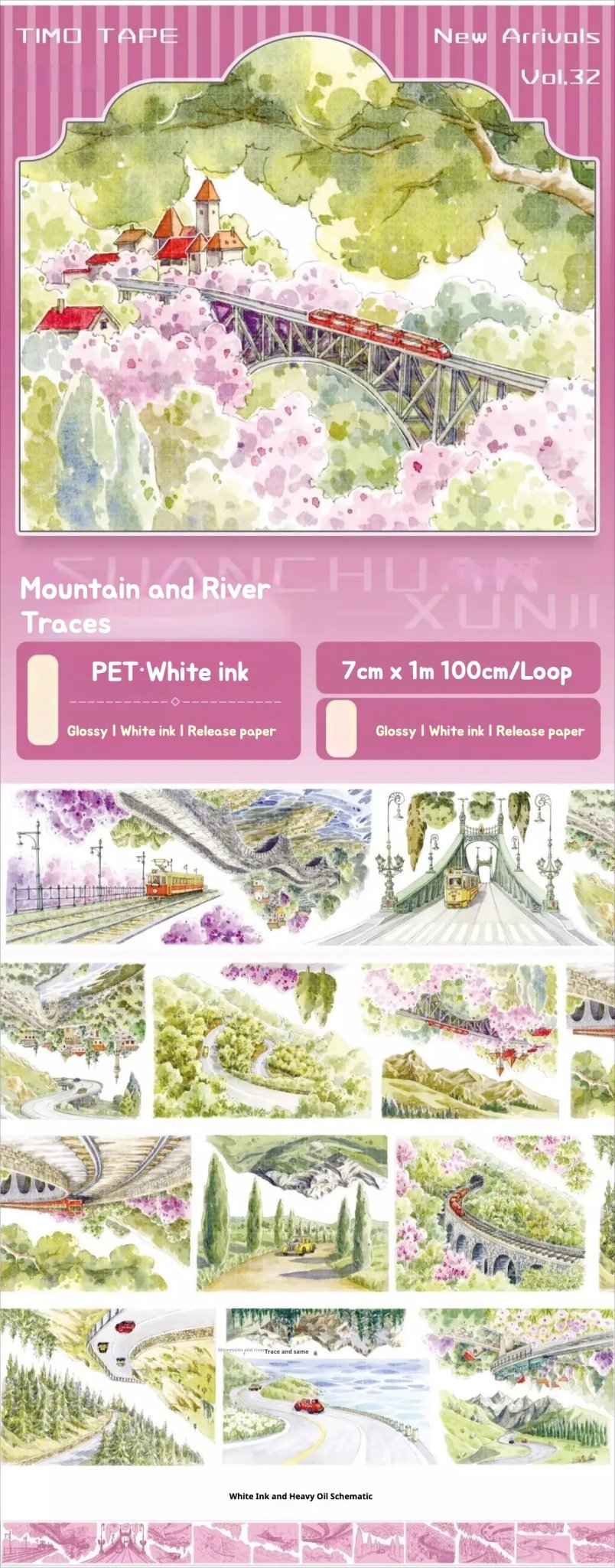 Mountain and River Traces PET Tape - Shroomi