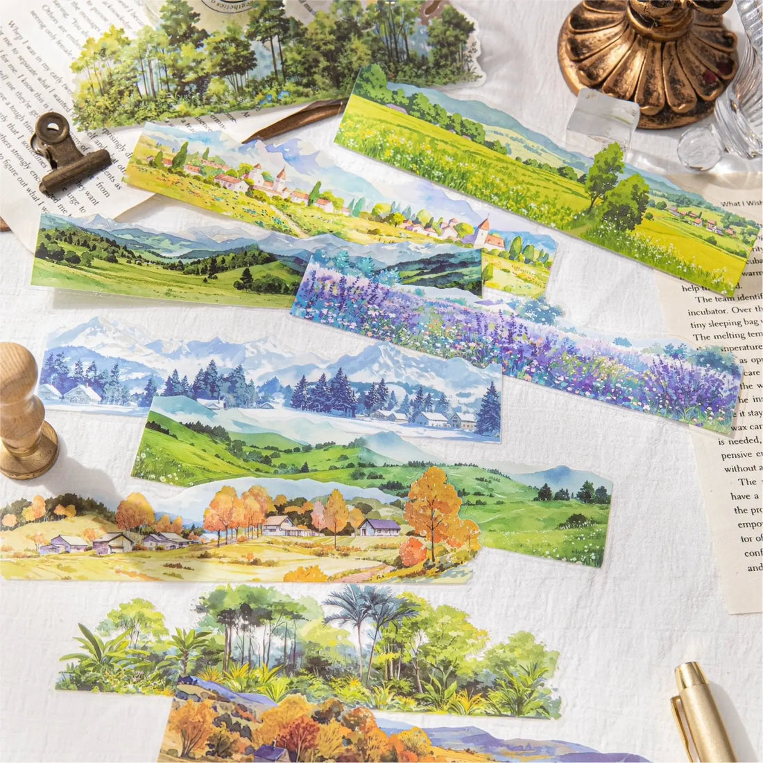 Natural Scenery Sticker Pack 6 Styles Scenic PET Sticker Sheets for Scene Making & Scrapbooking 6 Styles