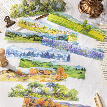 Natural Scenery Sticker Pack 6 Styles Scenic PET Sticker Sheets for Scene Making & Scrapbooking 6 Styles