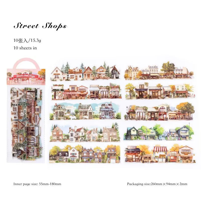 Natural Scenery Sticker Pack 6 Styles Scenic PET Sticker Sheets for Scene Making & Scrapbooking 6 Styles