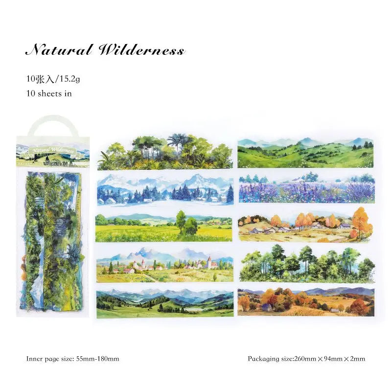 Natural Scenery Sticker Pack 6 Styles Scenic PET Sticker Sheets for Scene Making & Scrapbooking 6 Styles