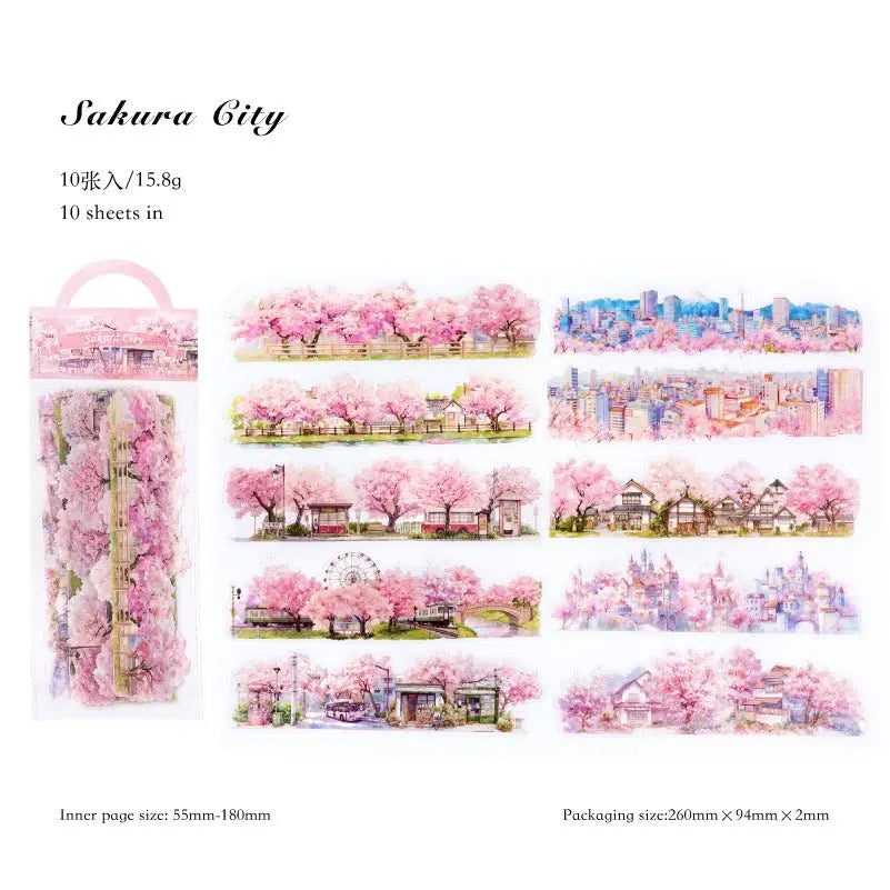 Natural Scenery Sticker Pack 6 Styles Scenic PET Sticker Sheets for Scene Making & Scrapbooking 6 Styles