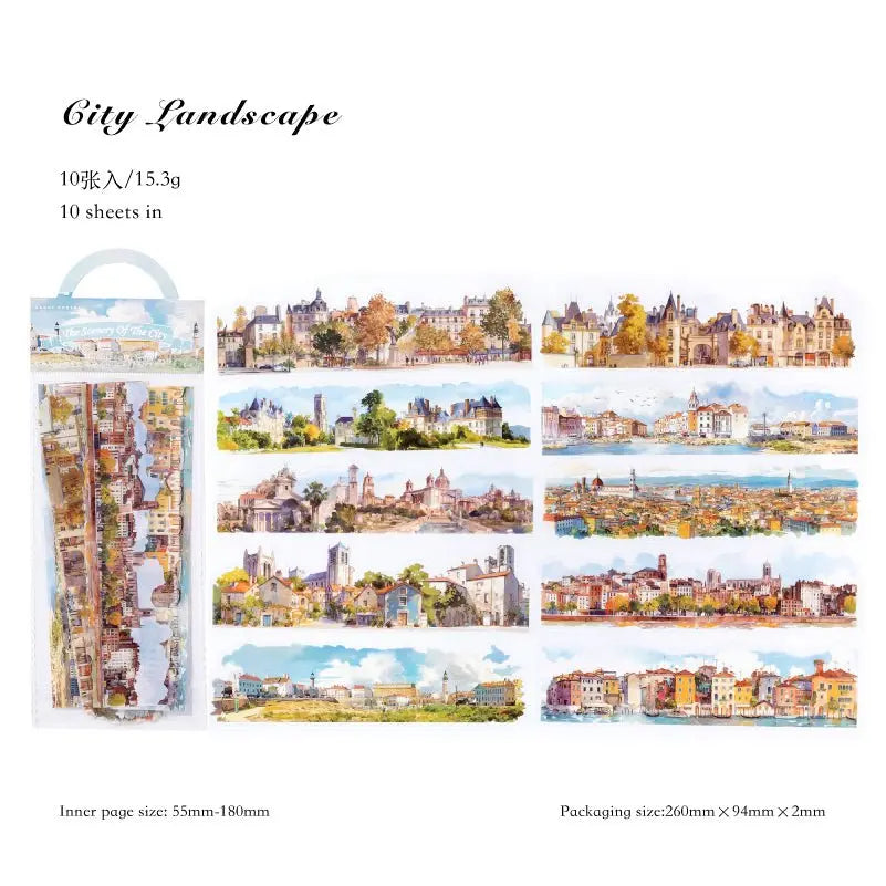 Natural Scenery Sticker Pack 6 Styles Scenic PET Sticker Sheets for Scene Making & Scrapbooking 6 Styles