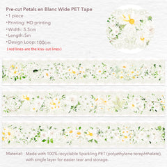 Pre-cut Petals en Blanc Wide PET Tape