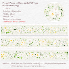 Pre-cut Petals en Blanc Wide PET Tape