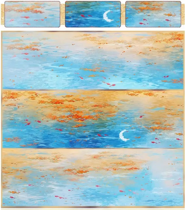 Decorative tape with red fish and lily pads under a moon, by Shroomi