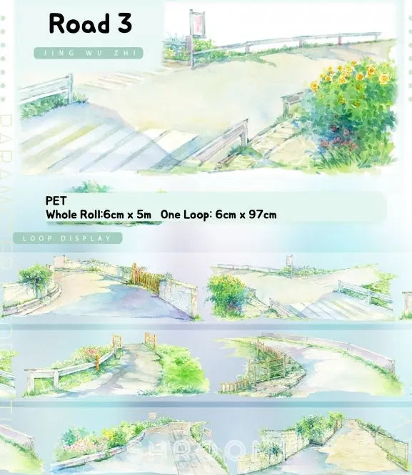 Pathways Series (Road/Steps) - JINGWUZHI Pathways PET Tape Series | Roads & Steps for Scene Making