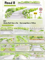 Road 8 design tape with pathways, roads, and greenery, PET material, Shroomi