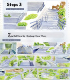 Road steps and green plants decorative tape, PET tape, Shroomi