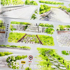 Road and steps with green grass decorative tape Shroomi