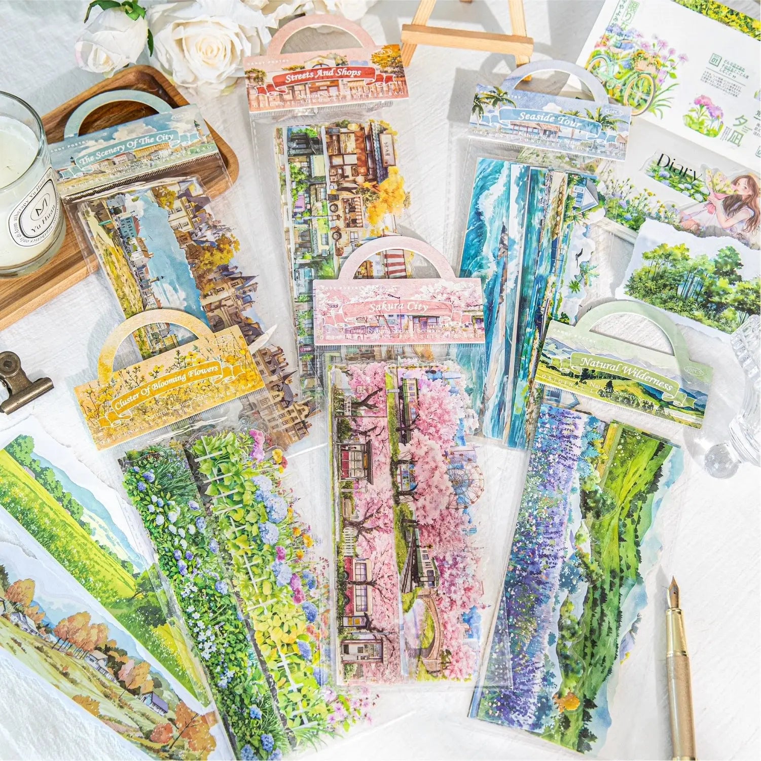 Scenic Landscape PET Sticker Collection 6 Styles Scenic Landscape Sticker Set for Junk Journaling & Scrapbooking 6 Styles