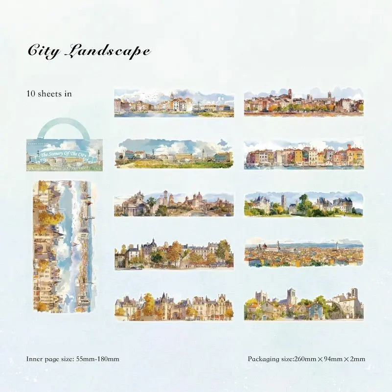 Scenic Landscape PET Sticker Collection 6 Styles Scenic Landscape Sticker Set for Junk Journaling & Scrapbooking 6 Styles