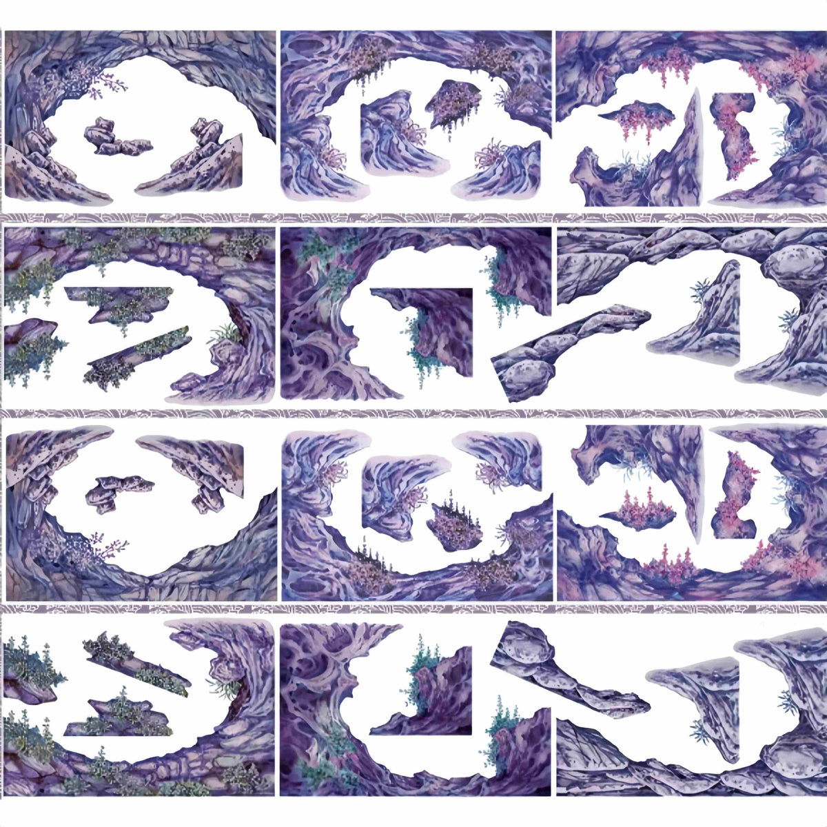 Day style mossy rock grotto frame tape strips