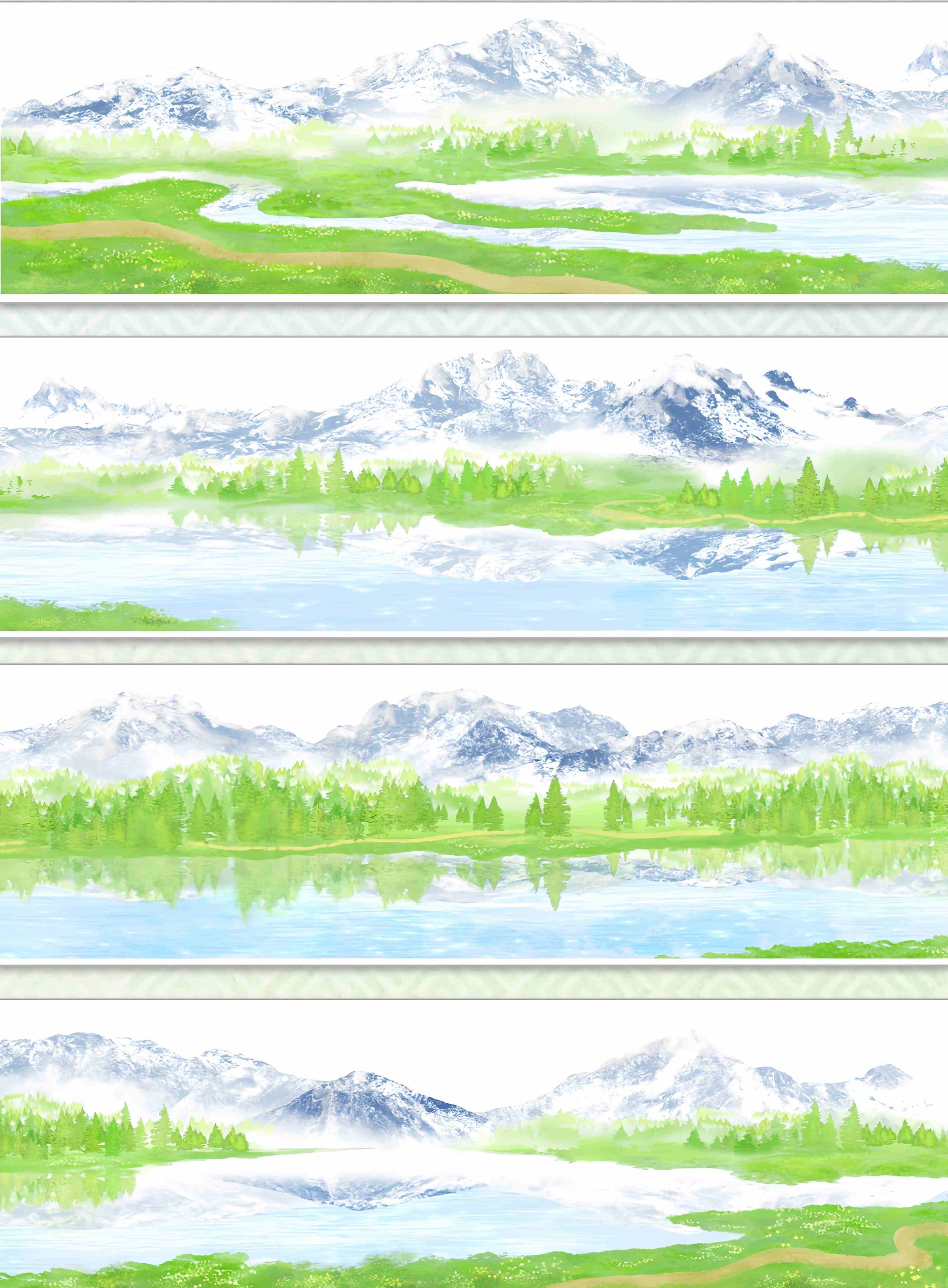 Snow mountain lake design, roll view