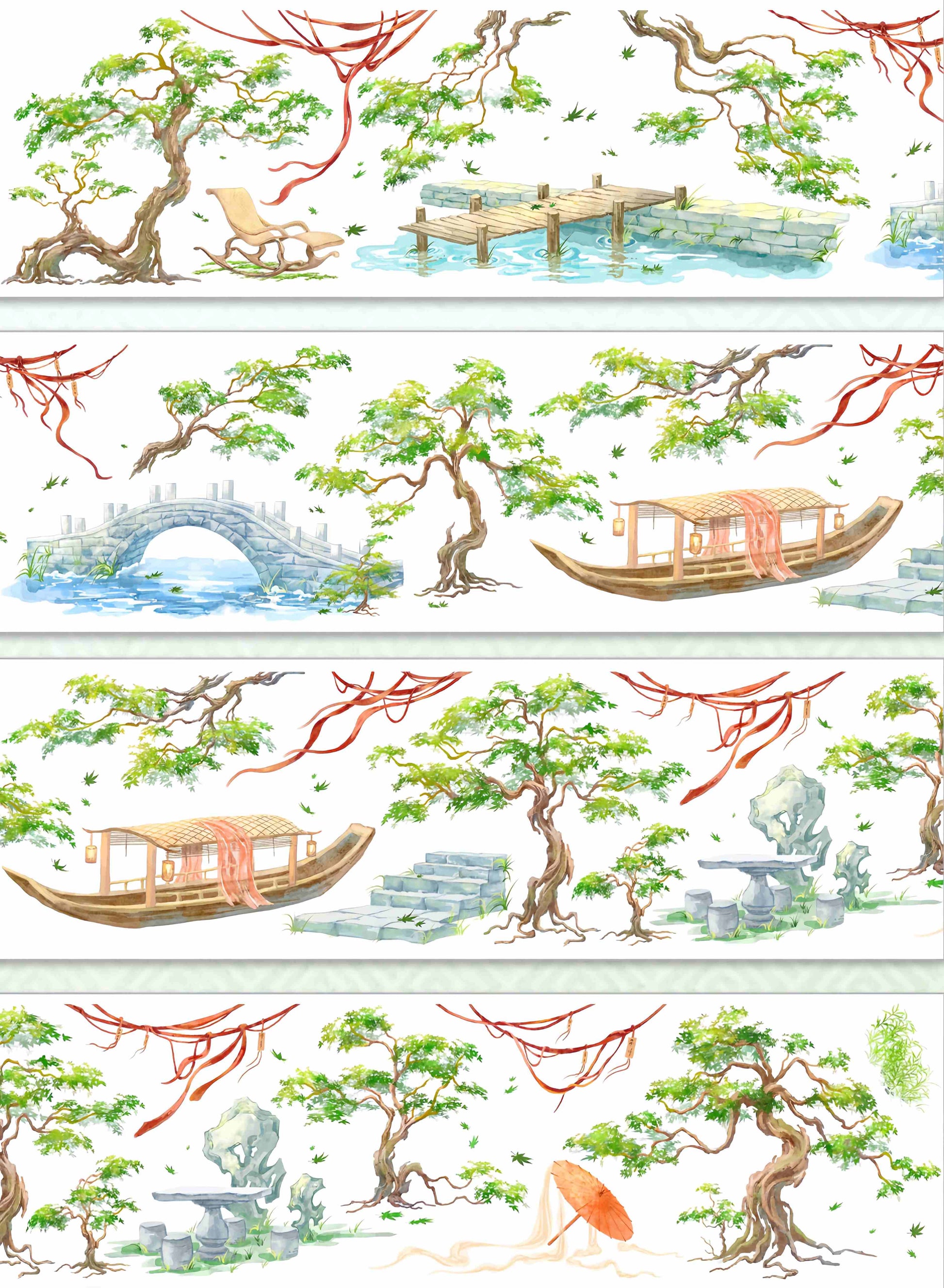 Garden boat scenery design, roll view