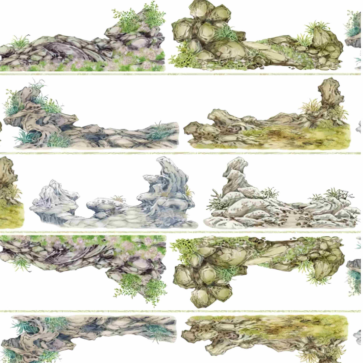 Day style mossy mountain rock tape strips