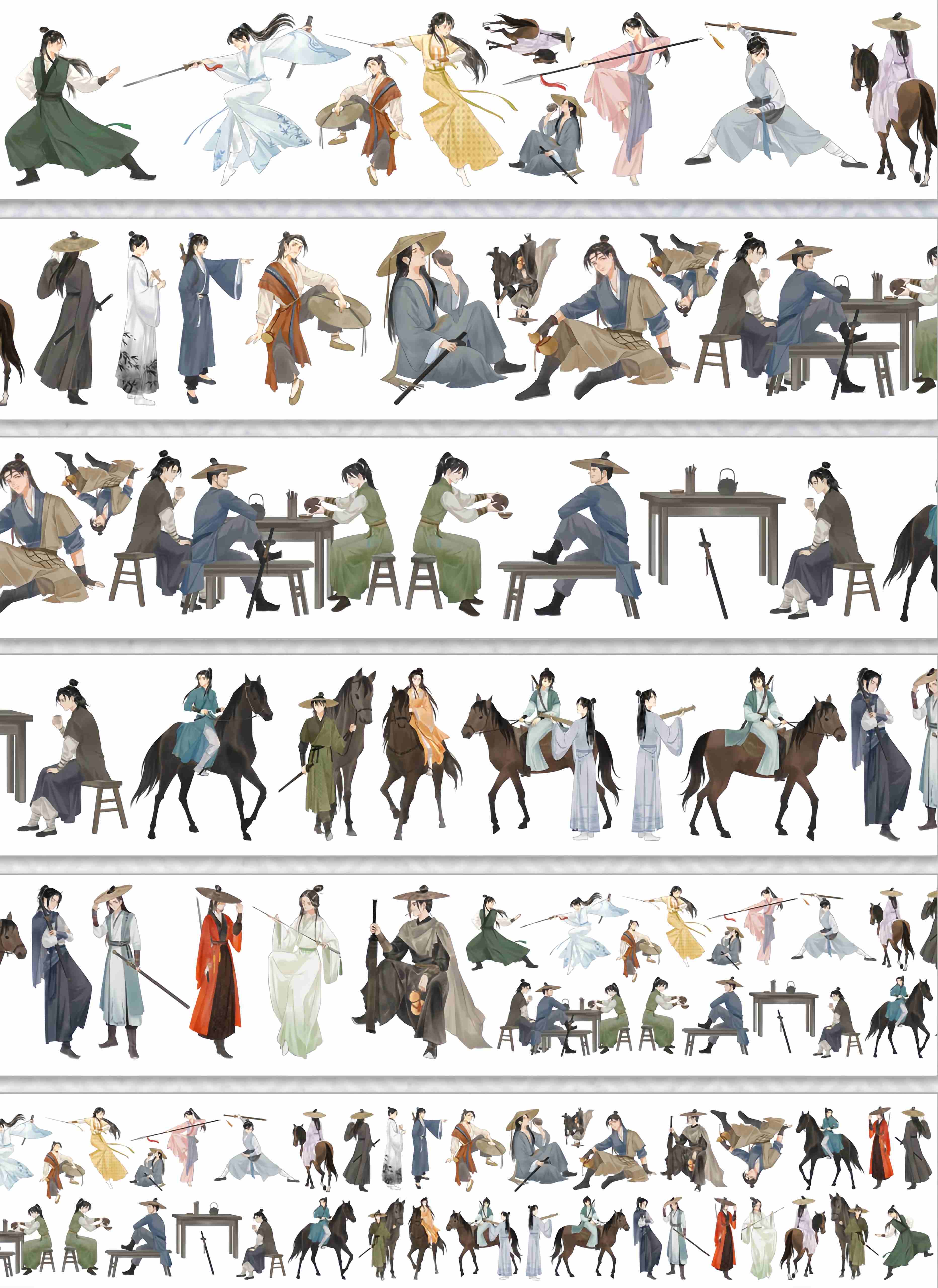 Wuxia wanderer design, roll view