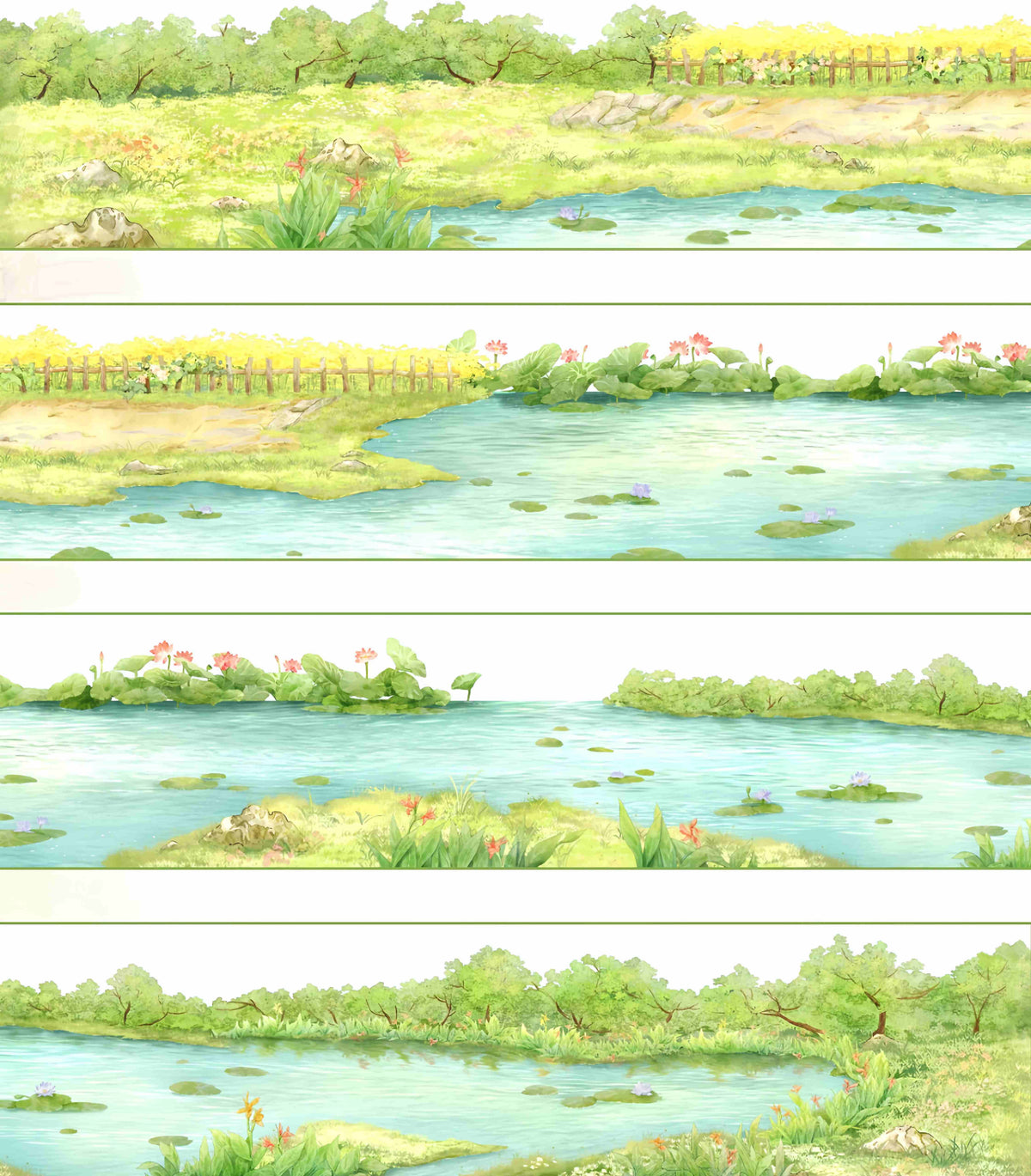 Riverside wildflower meadow design, roll view