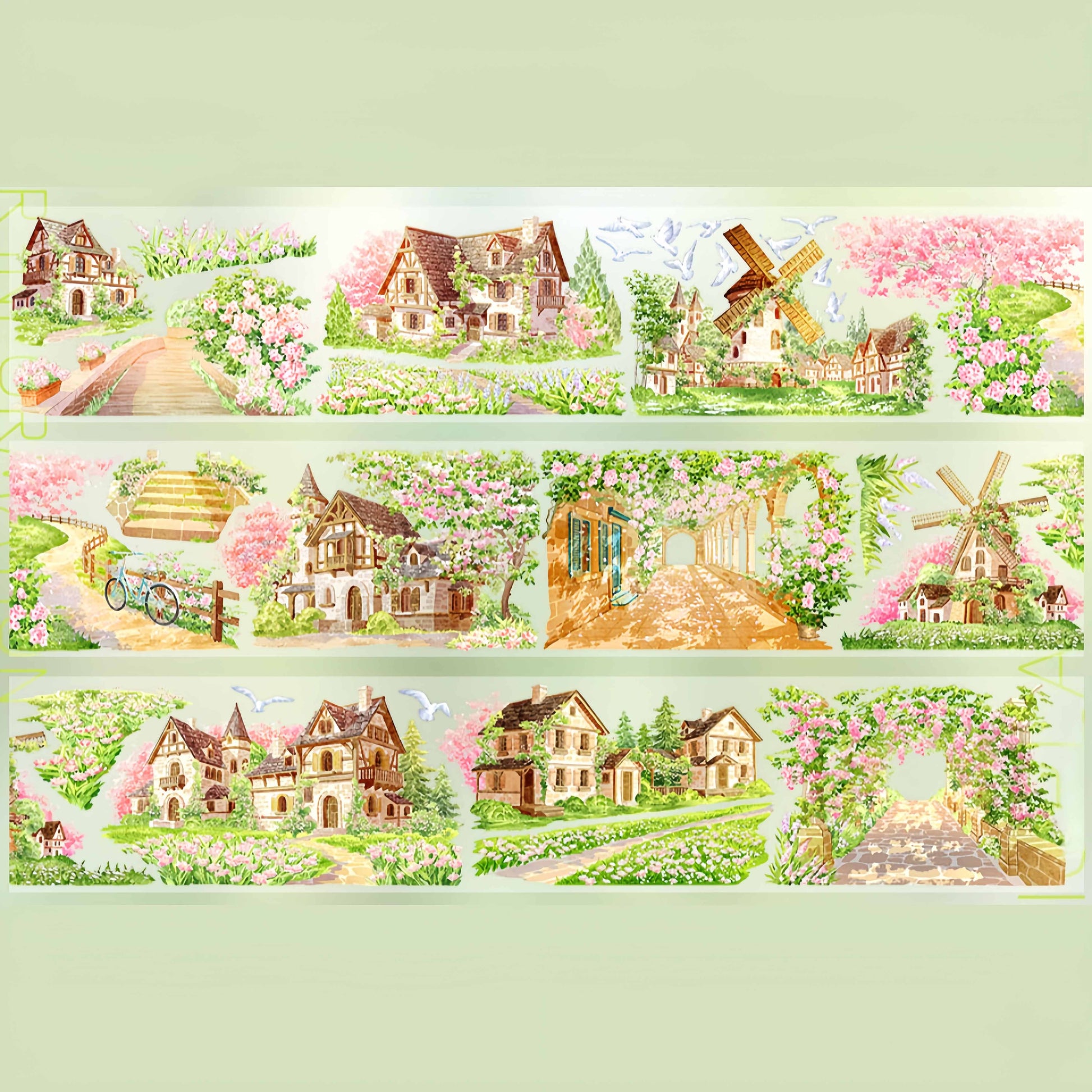 Pink rose village PET tape detail view